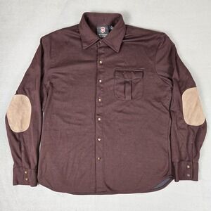 Victorinox Shirt Mens XL Maroon Flannel Button Up Elbow‎ Patches Collared Preppy